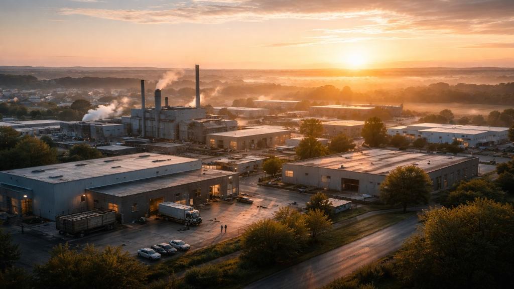 Zone industrielle française illustrant les transformations économiques et démographiques