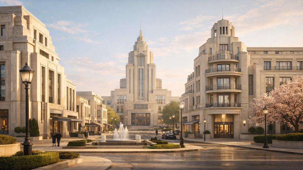 Architecture Art deco contemporaine elegante et symetrique