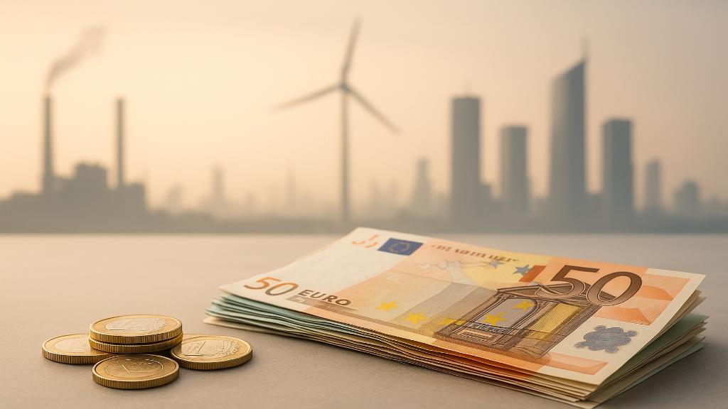 Euro banknotes and coins symbolising European savings