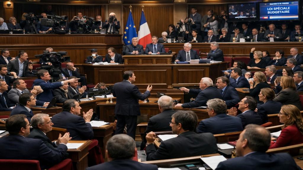 Vue de l’hémicycle de l’Assemblée nationale en pleine session sur le budget