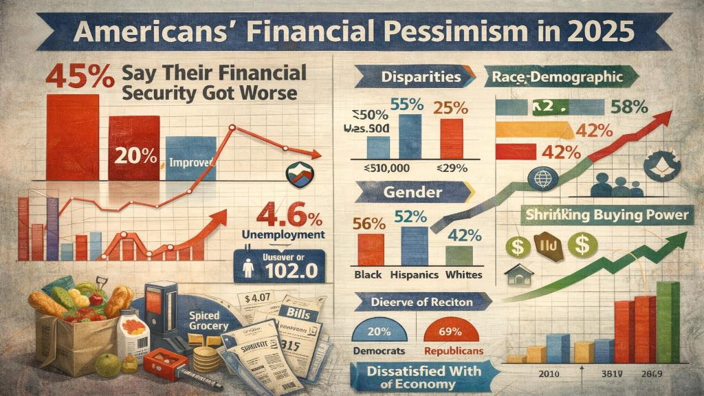 Graphique illustrant le pessimisme financier des ménages américains en 2025