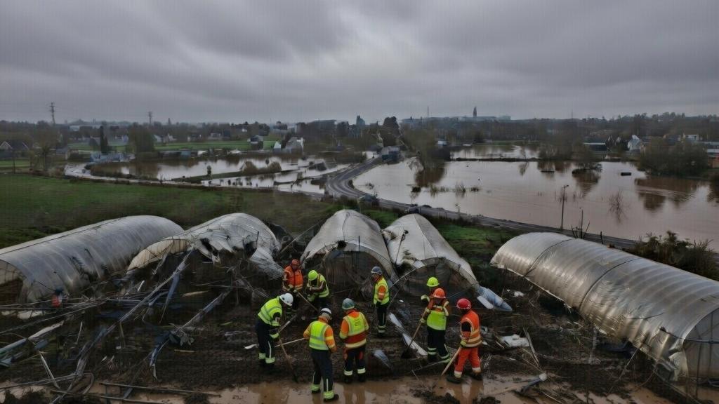Vue des efforts de récupération après les inondations dans l