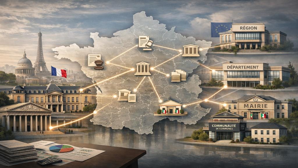 Réforme de la décentralisation en France avec interactions entre Etat et collectivités