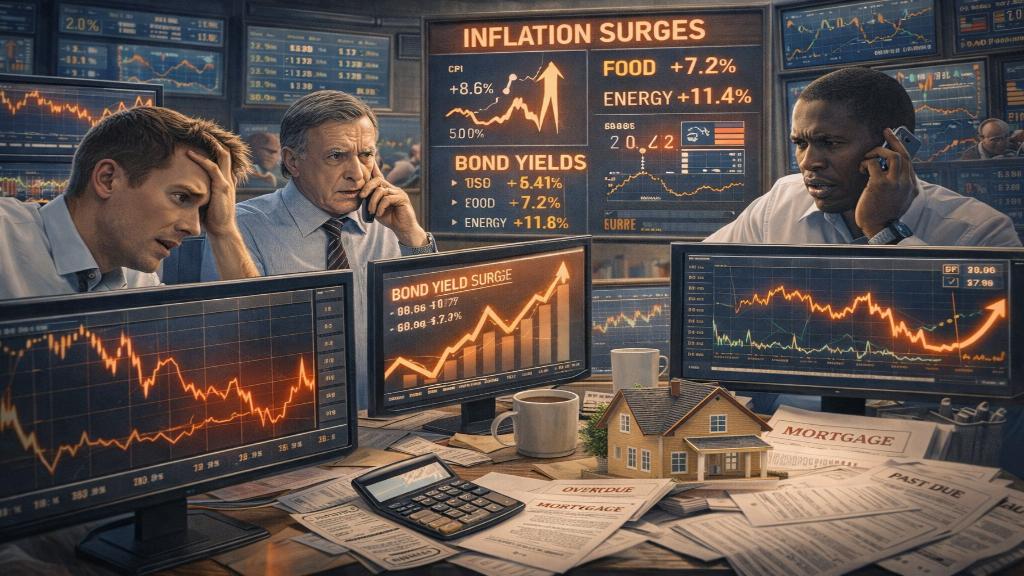 Marchés financiers réagissant aux données d inflation avec traders et graphiques économiques mondiaux